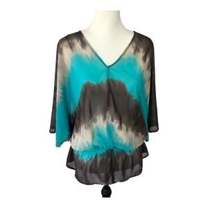 INC International Concepts Women's Artsy Grey, Beige‎ & Turquoise Tye-Die Sz 6
